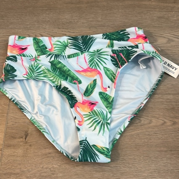 NWT! True Blue Flamingo High-Waisted Printed Banded Bikini Swim Bottoms 💎 - Picture 9 of 9